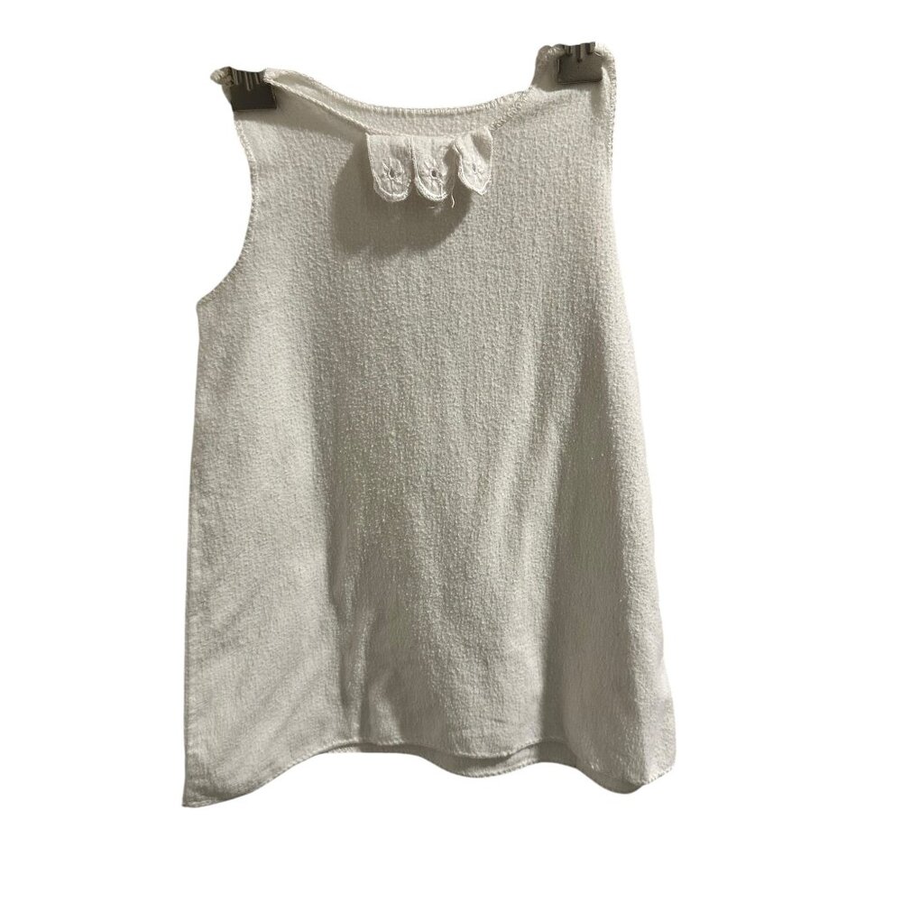 👗 2/$30  Baby White Terry Cloth Sleeveless Dress With Embroidered Petal Collar
